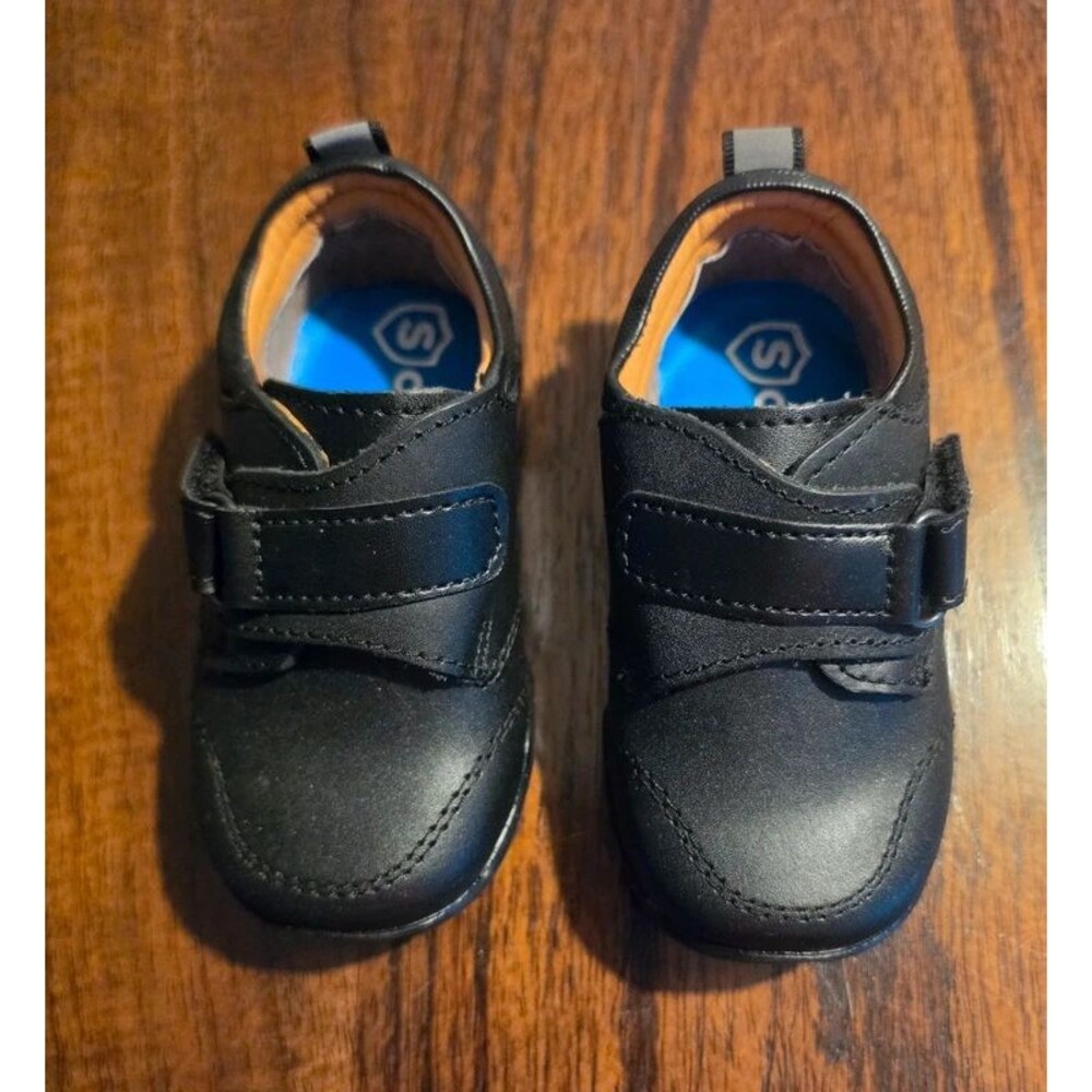 Size 6 School Kids Ferrato Boys Dress Shoes Toddler Black Hook & Loop